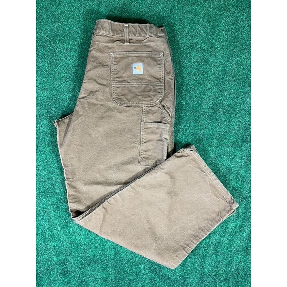 Carhartt Brown Flame‎ Resistant Washed Duck Work Dungaree Pants Men's Sz 40 x 32 - Picture 1 of 12